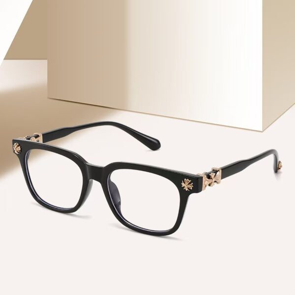 Luxury Chrome Hearts Inspired Black Square Eyeglasses – Unisex Fashion Frame 