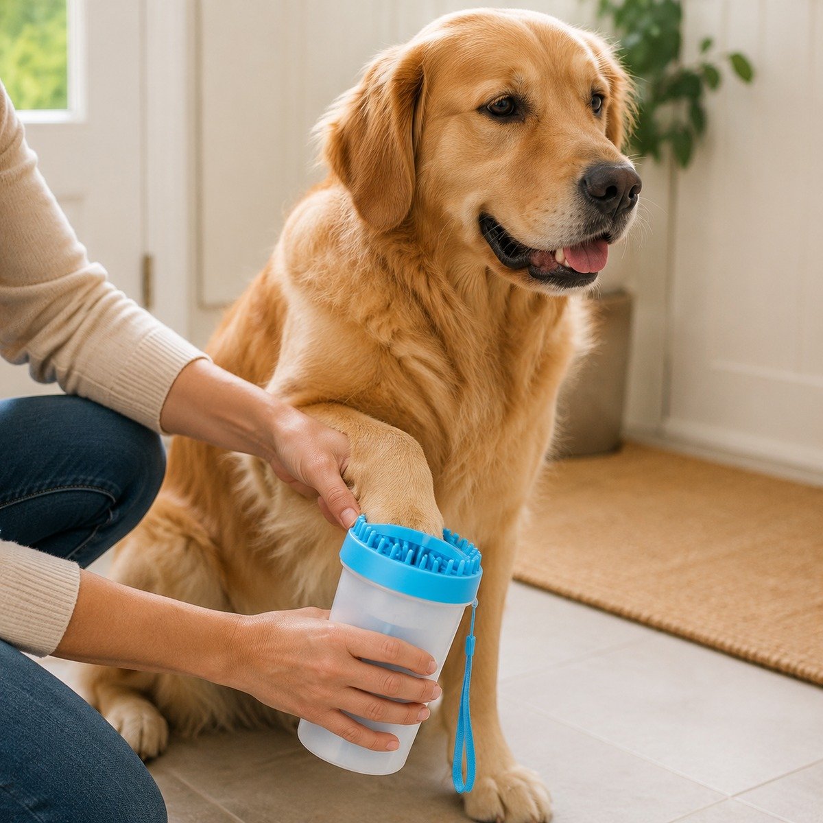 2-in-1 Dog Paw Cleaner Cup with Towel - Image 2