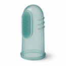 Translucent teal silicone finger toothbrush for dogs and cats
