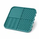 Teal silicone lick mat for dogs with suction base
