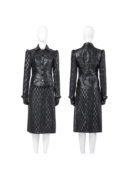 Cruella Cosplay Costume – Black & White Witch Villain Leather Skirt Outfit