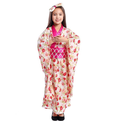 Girls Japanese Kimono Costume - Kids Geisha Style Dress for Halloween