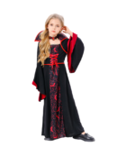 Kids Vampire Witch Costume - Girls Black & Red Halloween Dress