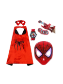 Spider-Man Cape with Glowing Mask & Toy Set – Kids Halloween Cosplay Costume