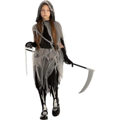Scary Halloween Costumes for Kids – Grim Reaper Hooded Outfit 
