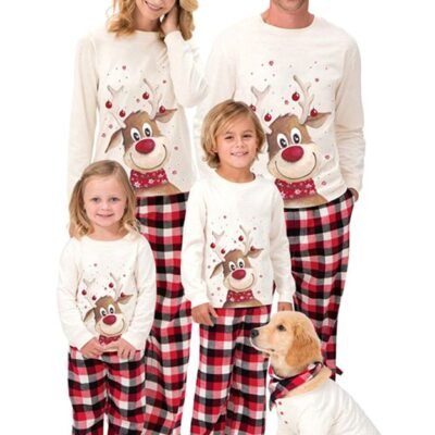 Matching Family Christmas Pajamas – Reindeer & Plaid Sets (Baby–Adult) 